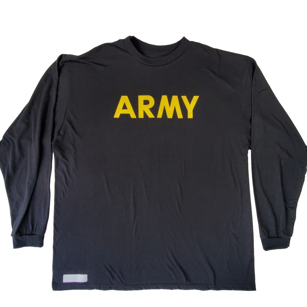 US Army Shirt Mens XL Black Yellow Logo Long Sleeve Physical Training PT